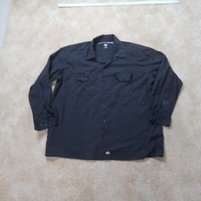 Dickies Flex Button Front Shirt Men's 2XL Black workwear Long Sleeve