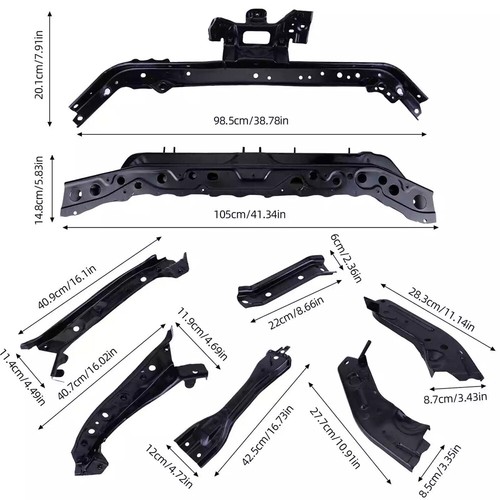 For 2013-2019 Nissan Sentra Front Support Radiator Brackets Kit Set Steel 8pcs - Picture 2 of 13