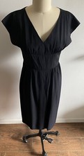 Vintage Halston III Little Black Dress 6 Faux Wrap Short Sleeves Acetate Rayon