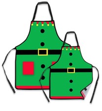 2 PCS Waterproof Christmas Kitchen Chef Thanksgiving Apron Set Matching