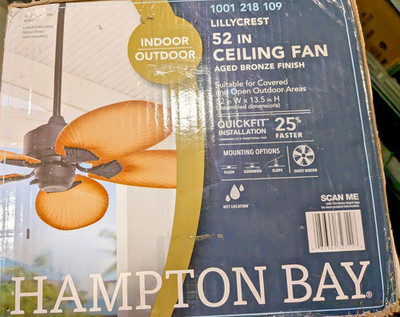 Hampton Bay Lillycrest 52 in. Indoor/Outdoor Aged Bronze Ceiling Fan