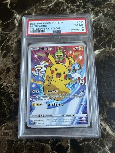 Pikachu 016/S-P - Pokemon Indonesian Promo KFC Chaki Kids Meal PSA 8 NM-MT