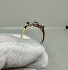 Art Deco Sapphire Diamond Wedding Engagement Band Ring Five Stone 18 Karat Gold — photo 7
