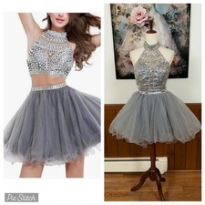 Pretty Heavily Beaded 2 Piece Prom Dress