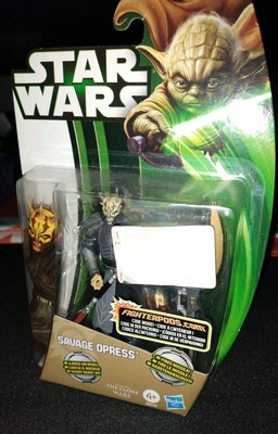 Star Wars CW Yoda Green Card 3.75 Armored Savage Opress figure RARE FREE SHIP