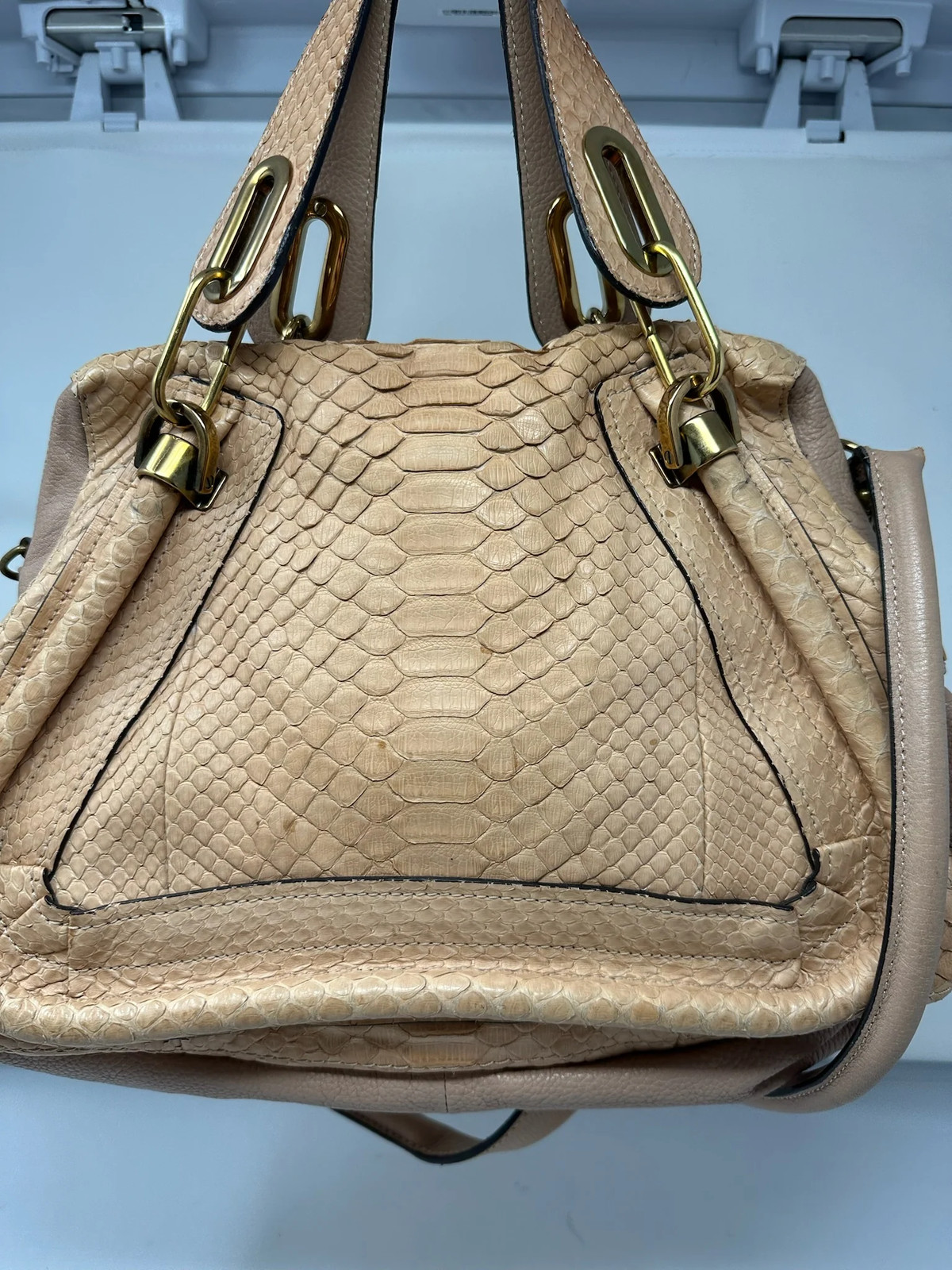 Chloe Paraty Beige Python with Shoulder Strap - image 10