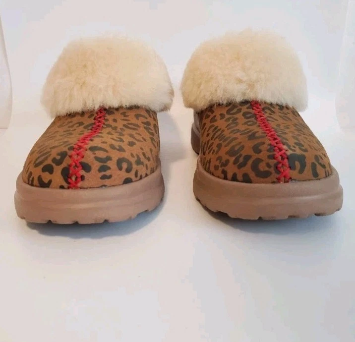 UGG Iheart мечта леопард каштан тапочки сабо красный стежок стриженный мех размер 5 1006204 - Изображение 4 из 4