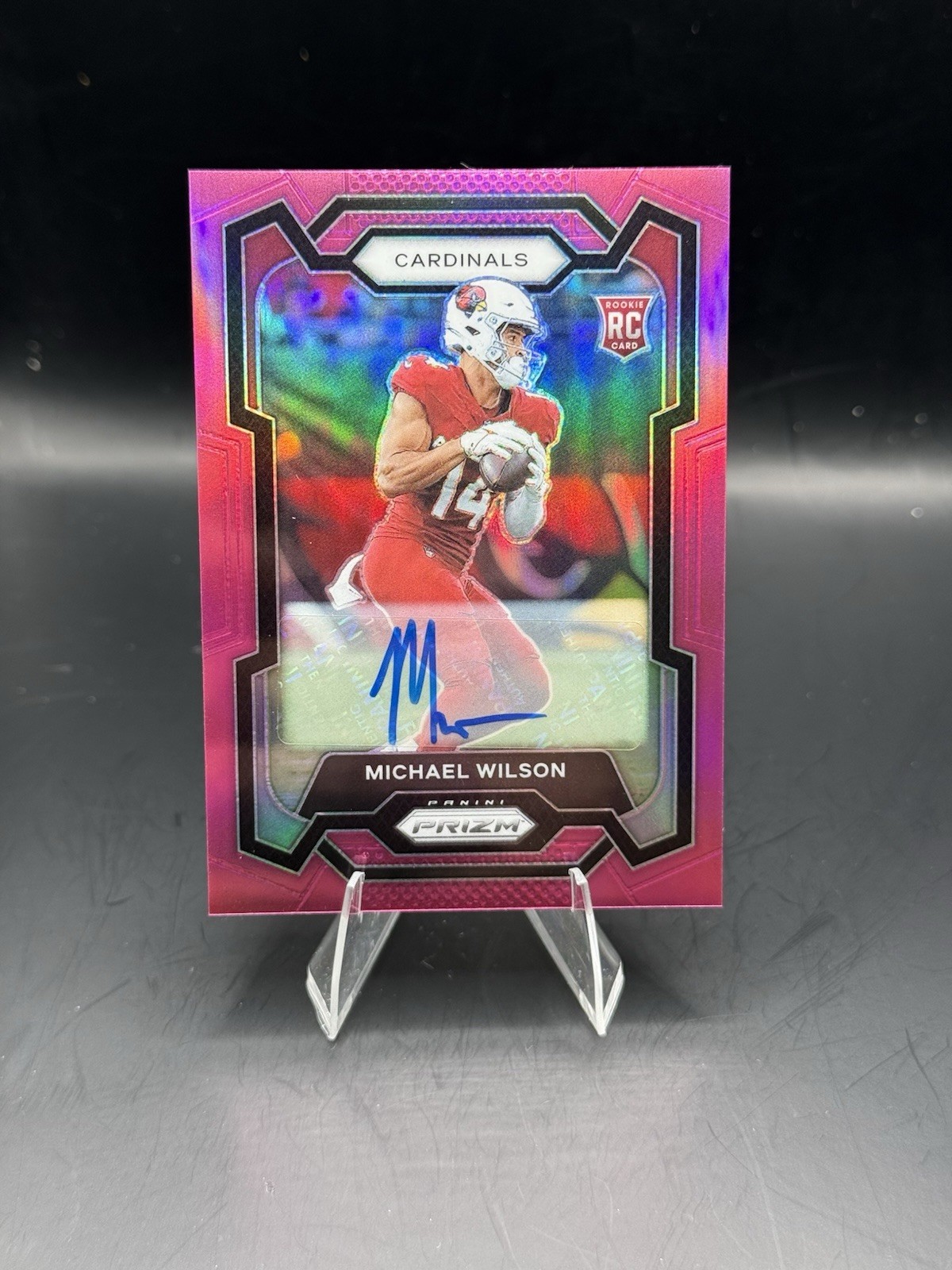 2023 Panini Prizm Pink Prizm Auto Michael Wilson Rookie Arizona Cardinals!