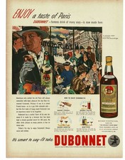 1946 Dubonnet Wine Aperitif Ad La Rotonde Paris France art Stanton M Wright