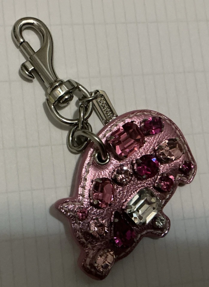 Coach Jeweled Pink Pig Bag Charm Key Fob Key Chain - Image 3 of 4