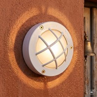 AußEnleuchte Schiffslampe Weiß Maritim Messing G9 IP64 Rund Ø 14 Cm Wand