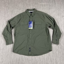 5.11 Tactical Series Long Sleeve Shirt Mens XL Old Green Ripstop Nylon Button Up