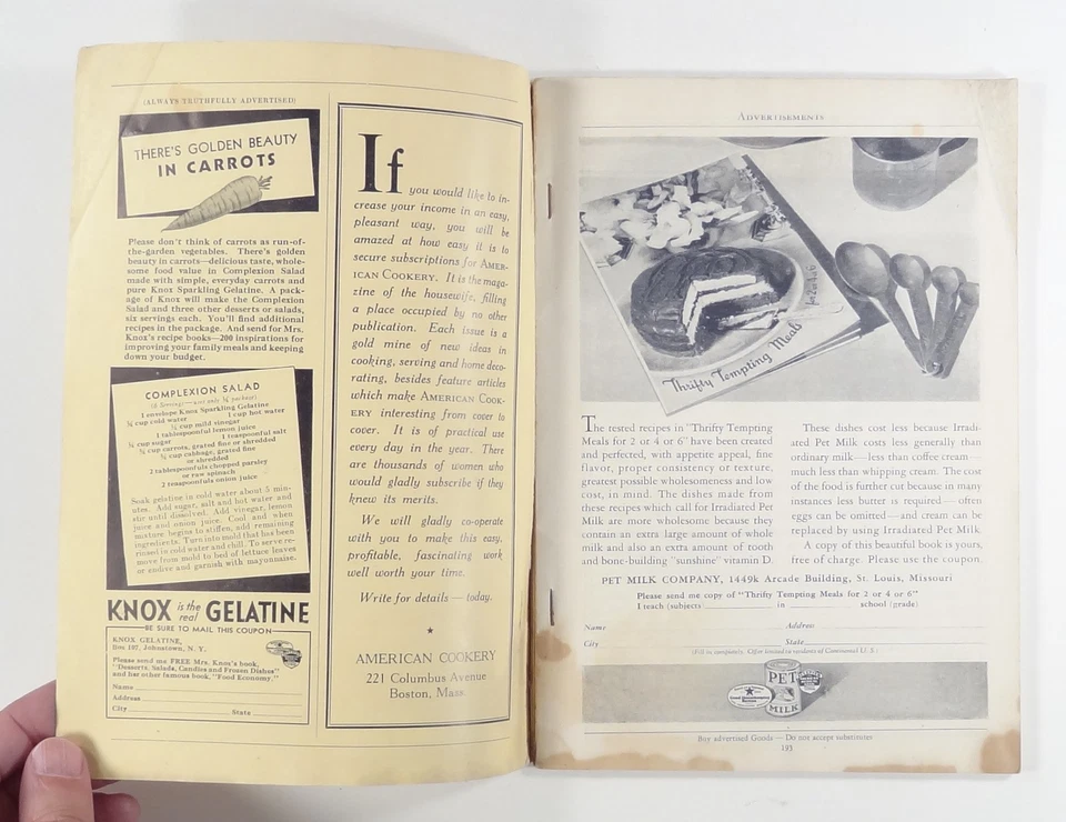 1937 Nov AMERICAN COOKERY Cooking School CRANBERRY PIE Thanksgiving recipes ORIG — 第 4/4 张图片