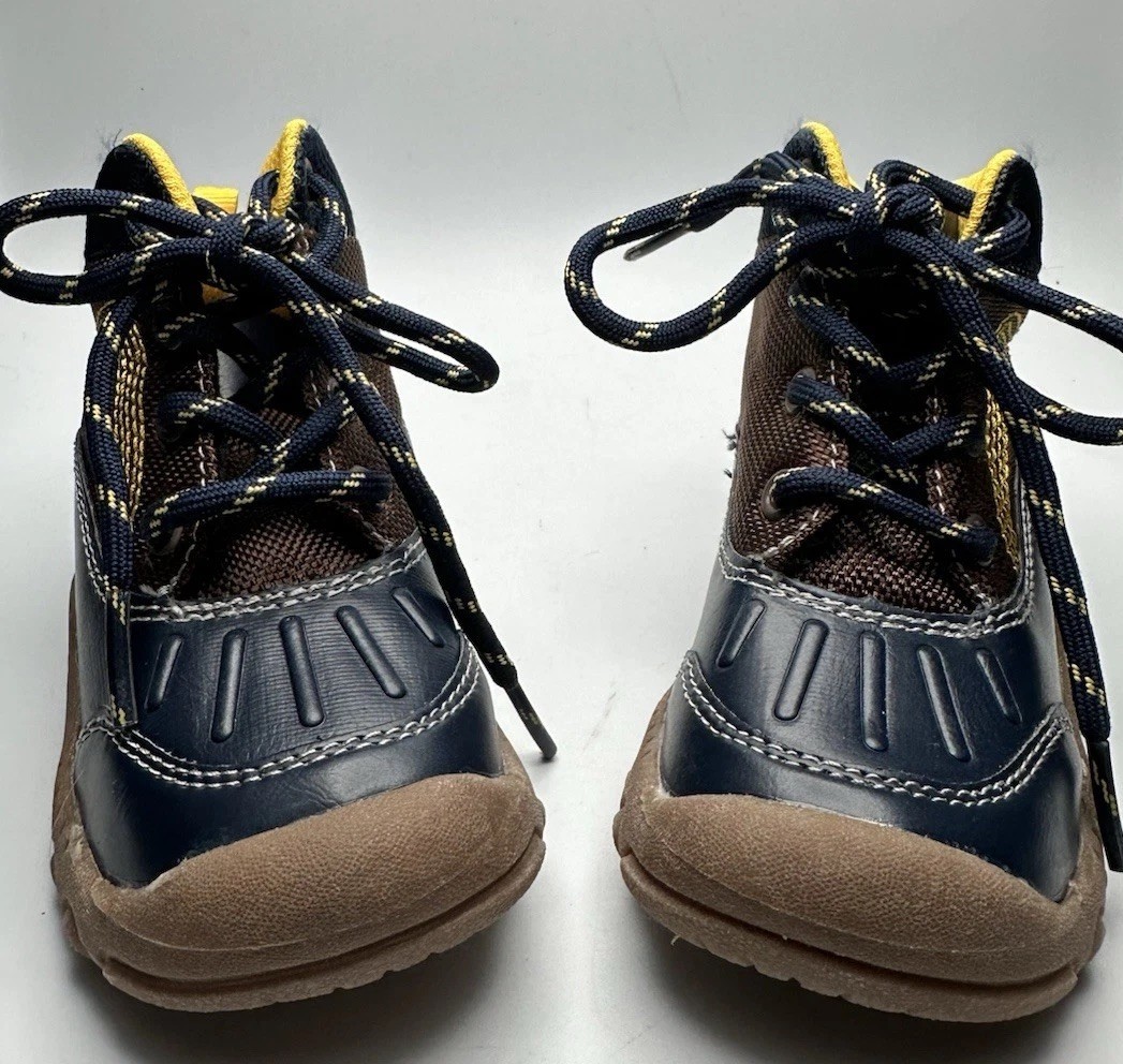 SAOLA Scarpe Carter's Child of Mine bambino 7 blu navy e marrone stringate suola in gomma