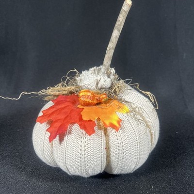 Sweater Pumpkin homemade with Leaves and twig stem with orange Chic