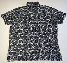 Daniel Cremieux Men's Signature Collection XL Polo Shirt Black White Palm Frond
