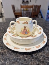 Vintage Royal Doulton Bunnykins 3 Piece Nursery Set Plate Bowl Cup England