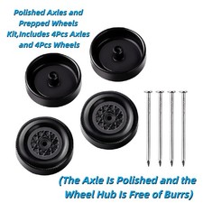 4Pcs Polished Axles and Prepped Wheels Axles For Pinewood Derby- Rule-Compliant