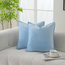 Velvet Light Blue Throw Pillow Covers Pack of 2 Spring Decorative Soft