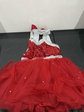 Weissman Children's Dance Costume Red and Silver Size SC Sequined Leotard Tutu
