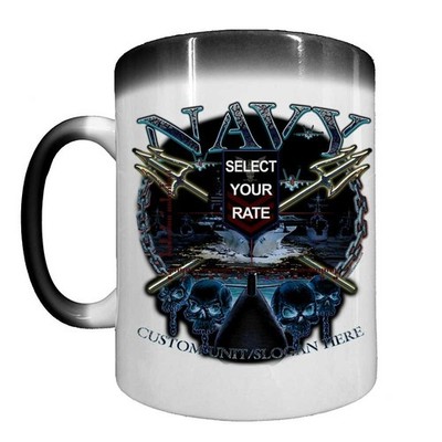 US Navy Rate Custom Navy Veteran Heat Activated 15 oz Ceramic Custom Coffee Mug