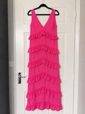 PRETTYLITTLETHING Plus Pink Chiffon Maxi Dress Size 18 New With Tags