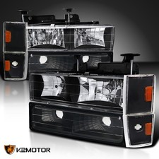 Fits 1988-1993 Chevy C10 Ck Gmc Black Headlightssignal Lampsbumper Lamps