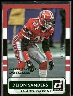 2015 Donruss #178 Deion Sanders Stat Line Career Green #/493