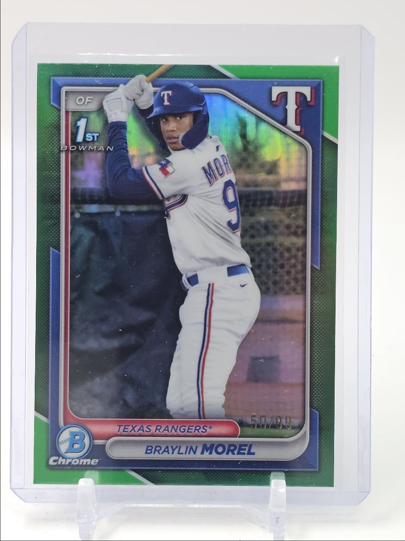 BRAYLIN MOREL 2024 BOWMAN CHROME 1ST TRUE GREEN RANGERS /99 Q5451