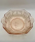 Vintage Anchor Hocking Princess Pink Depression Glass Handled Bowl 9”
