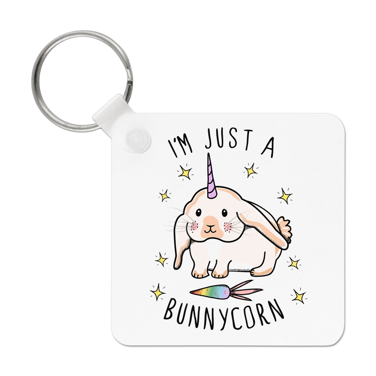 I'm Just A Bunnycorn Keyring Key Chain - Bunny Unicorn Rabbit Funny