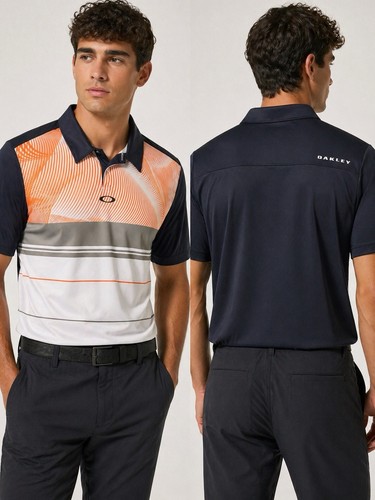 Oakley Golf Poloshirt Herren XL Navy Orange Grau Performance Athletic - Bild 1 von 12