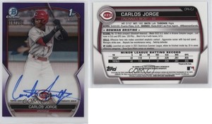 2023 Bowman Chrome Prospect Purple Refractor /250 Carlos Jorge #CPA-CJ Auto