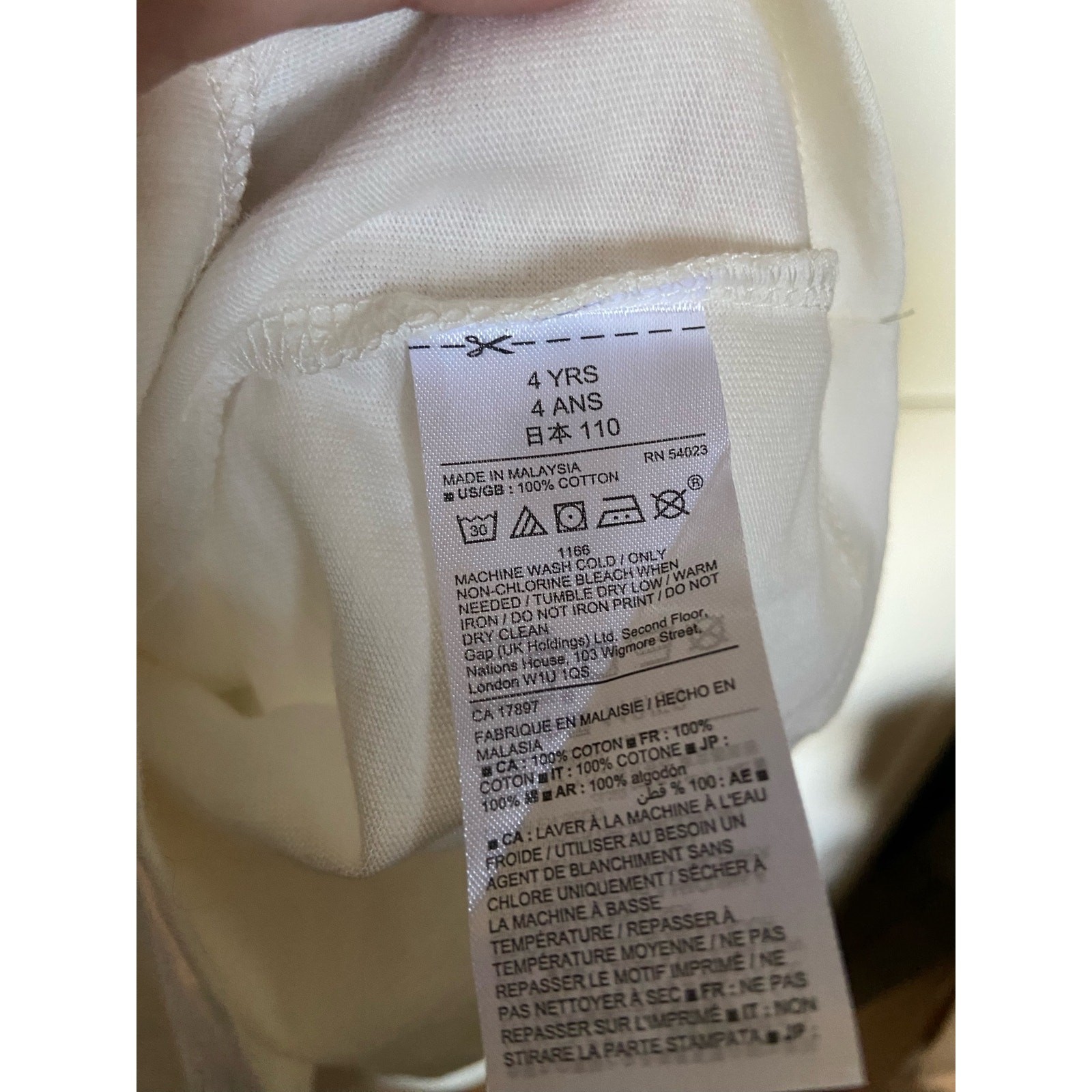 Gap Boys Girls Shirt Size 4 Off White Navy Blue Long Sleeved Logo Tee NEW thumbnail 3