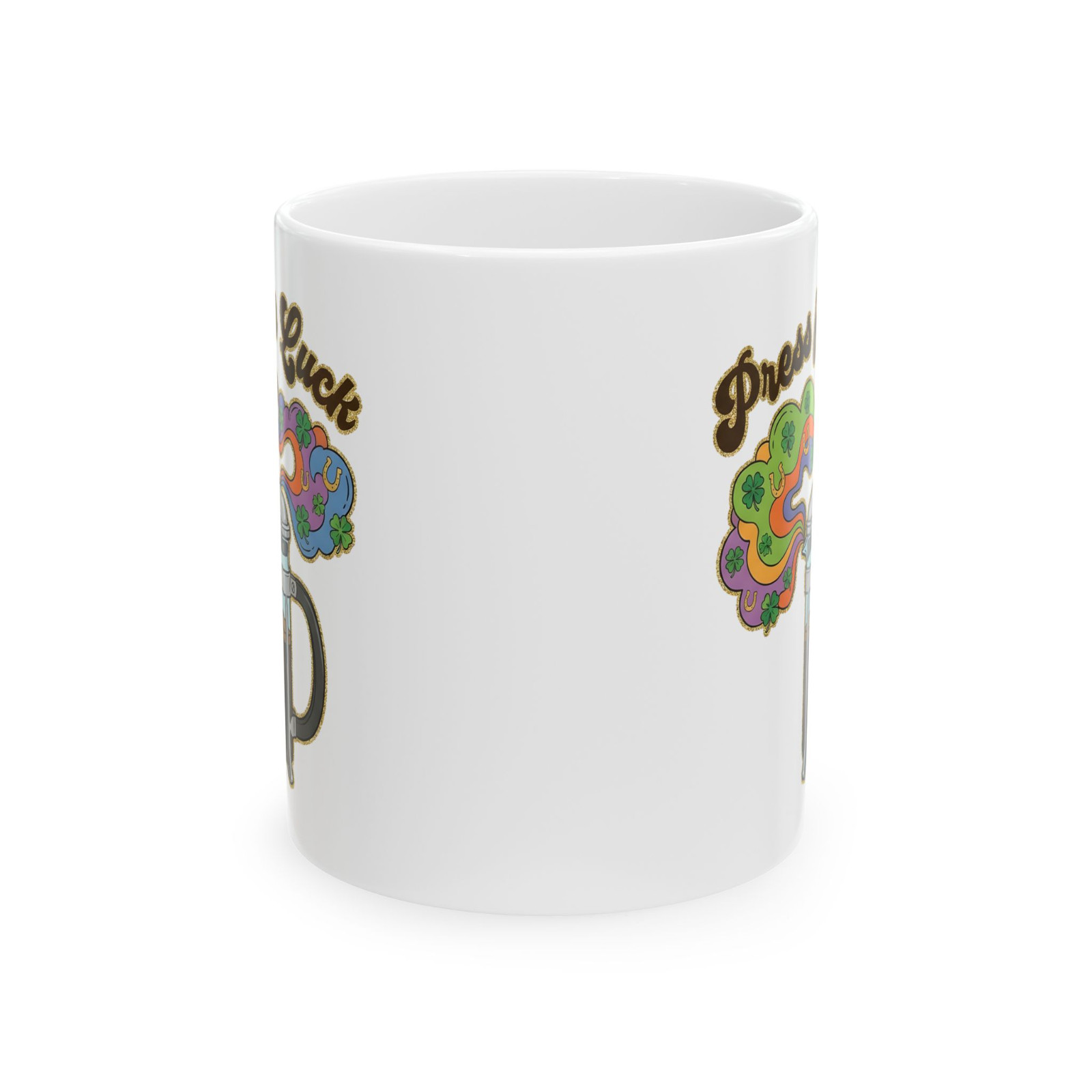 Funny Coffee Mug Press for Luck French Press St Patricks Day Lucky Gift Cup