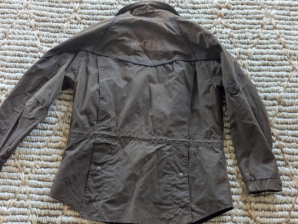 vintage WAXED COTTON coat S brown PATINA oilskin AUSTRALIAN OUTBACK brown - Image 2 of 4