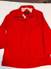 Pendleton Red 78 Wool Full Zip  Button Coat Women's Striped Lining Size L