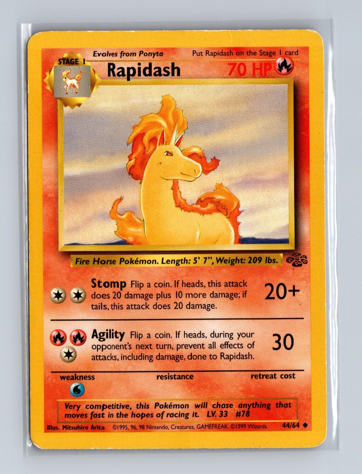 Rapidash 44/64 Uncommon Jungle Pokemon Unlimited HP