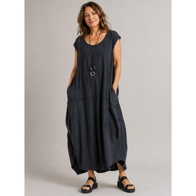 Heydari Maxi Dress Women 3 Black Raw Edge Seam Lagenlook Avant Garde Minimalist