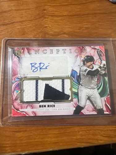 2025 Topps Inception Ben Rice RC Auto Patch Pinstripe Yankees #IAPC-BR /99