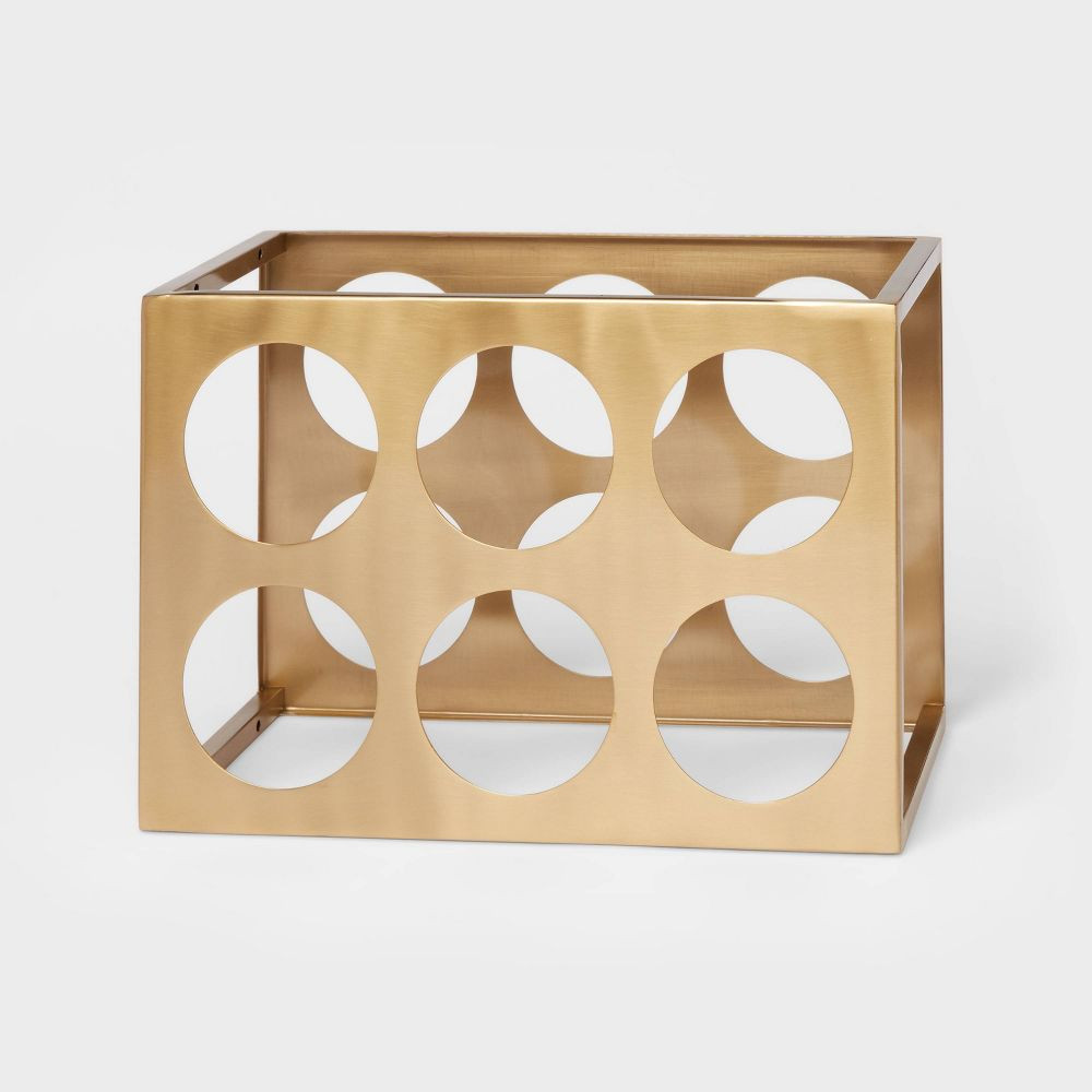 Пороговый металлический винный стеллаж с отдельно стоящей золотой подставкой для коллекции Delavan на 6 бутылок 3590₽