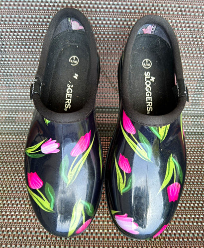 Sloggers Women’s Garden Clogs Floral, Black/Pink/Green, US Size 8