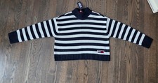 NWT Women's TOMMY HILFIGER SWEATER MEDIUM NAUTICAL FISHERMAN PREPPY NAVY BLUE