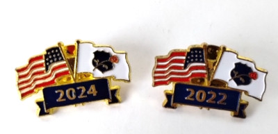 Lot Of 2 US Flag Rose Shield National Law Enforcement Memorial Lapel Pin 22/24