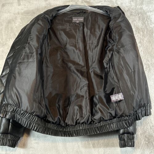 Nwt Black FAUX Leather Slate &Stone Puffer Bomber Style Jacket Size XL - Picture 3 of 11