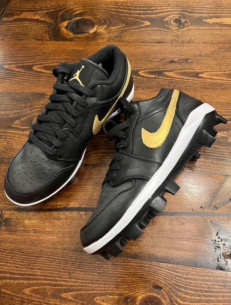 Nike Air Jordan Baseball Cleats Black Gold White MCS Molded Custom Men