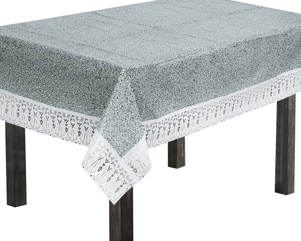 PVC Waterproof 6 Seater Dining Table Cover Size 60x90 Inches, Sand Pattern Grey - Image 2 of 4