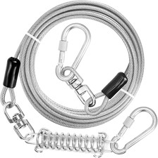 Dog Tie Out Cable - 10/15/20/30/40/50/70/100/150FT Runner Cable with Swivel Hook