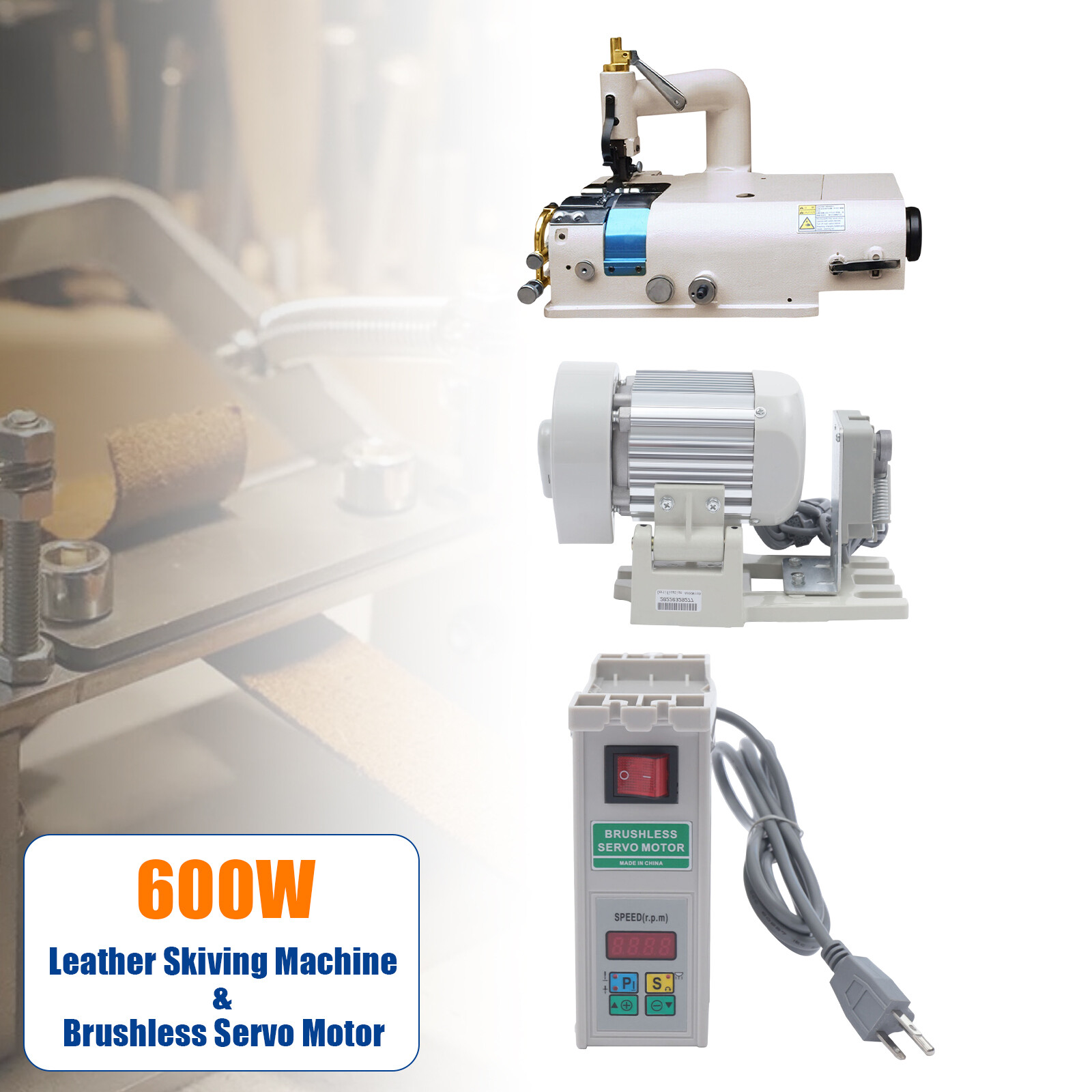 SM-801 Leather Skiving Machine Shovel Peeling Machine w/ 600W Sewing Servo Motor
