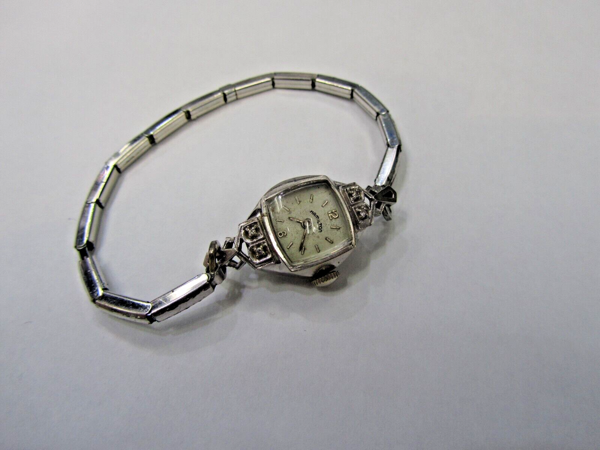 Vintage 14 KT. White Gold 17 Jewels Hamilton Swiss Made  display picture 1